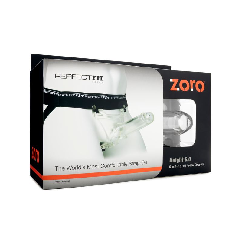Zoro Knight 6in Hollow Shaft Clear Strap On
