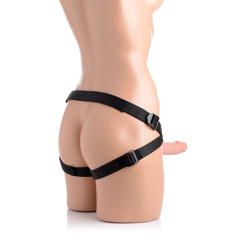 Seducer 7" Silicone Dildo w Harness Flesh