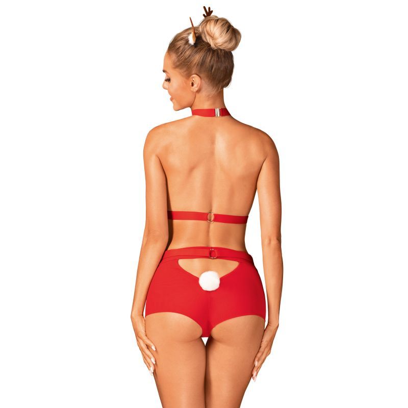 Obsessive Ms Reindy 3-Piece Festive Lingerie Set with Reindeer Headband