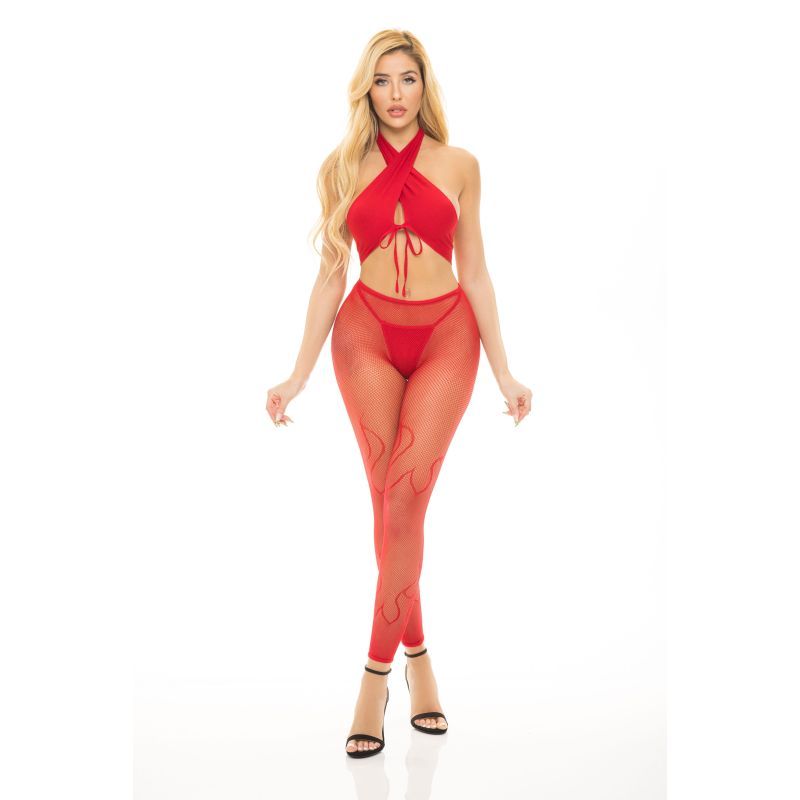 Pink Lipstick Gives You Hell 3-Piece Set – Red Flame Net Lingerie