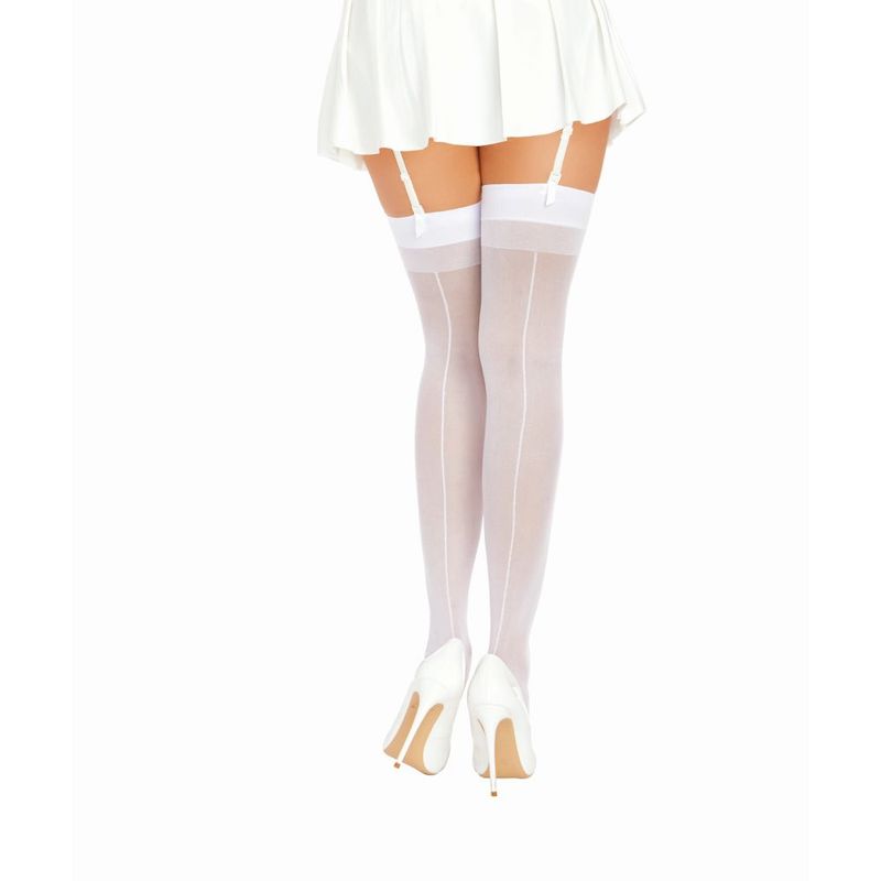 Dreamgirl Back Seam Sheer Thigh High Stockings Hot Pink
