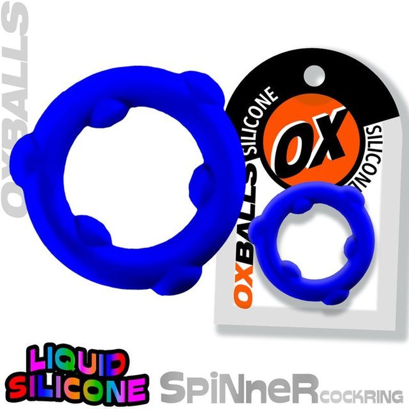 Spinner Silicone Cock Ring Blue - Adult Toys