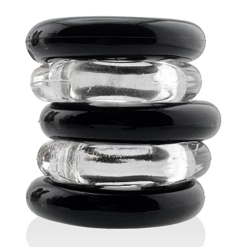 Jacker Stack 5 Pc Strong Cock Ring Clear Black