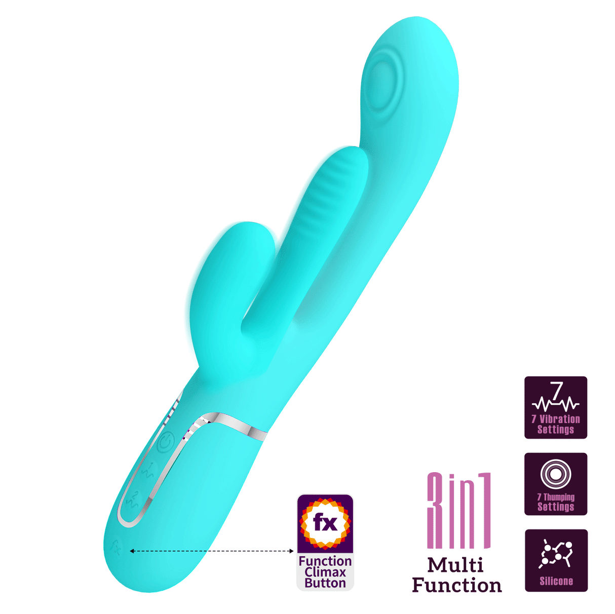 Party Up ANDY Multi Function Vibrator - Teal - VIBRATORS