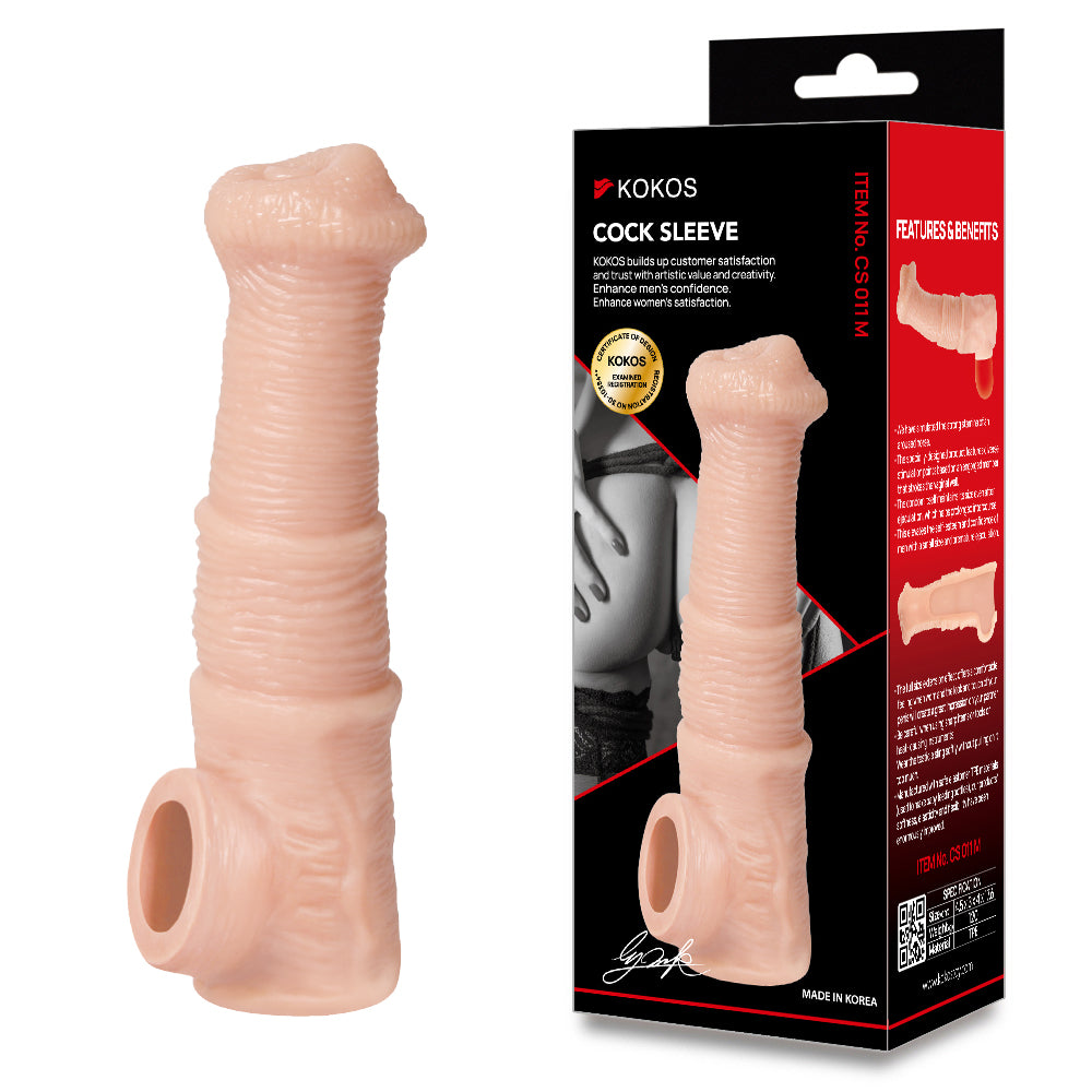 Kokos Cock Sleeve 011 Flesh Realistic Penis Extender Sleeve Medium Size
