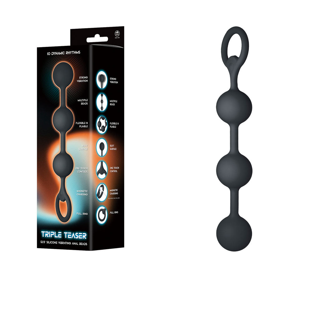 Triple Teaser Black 32cm USB Rechargeable Vibrating Anal Beads