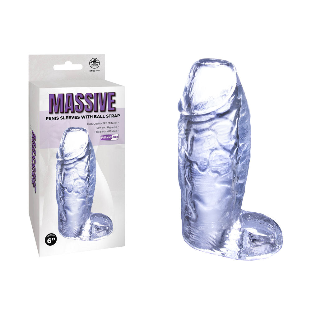 Clear Penis Sleeve With Ball Strap 15.2 Cm Male Enlarger Device