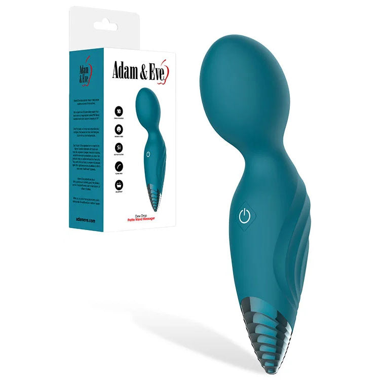 Adam Eve Dew Drop Mini Rechargeable Massager Wand Green USB Powered