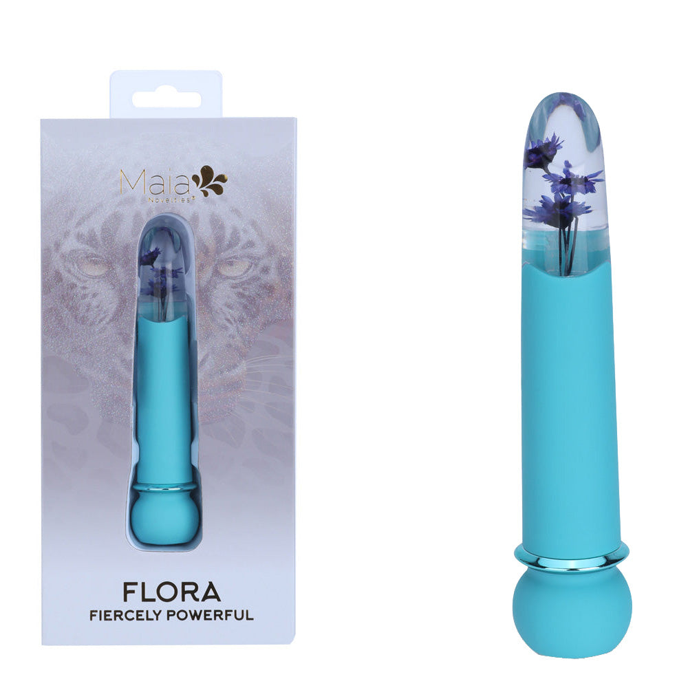 Maia Flora Teal Bullet Vibrator 12.7 Cm Powerful USB Rechargeable