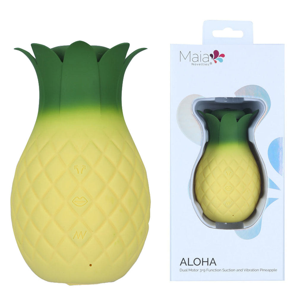 Maia Aloha Rechargeable Vibrating Sucking Stimulator Yellow Green