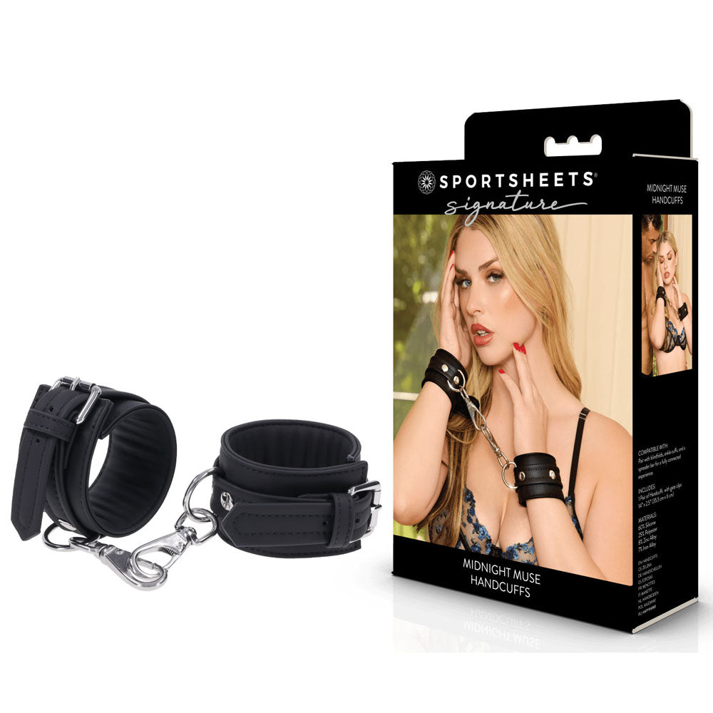 Sportsheets Signature Midnight Muse Adjustable Black Handcuffs