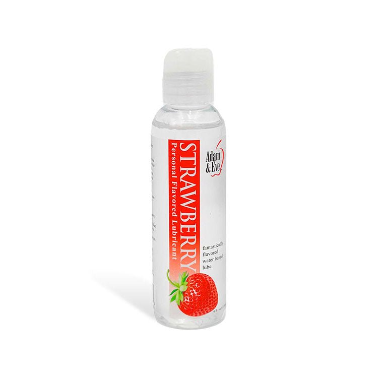 Adam And Eve Strawberry Flavored Lubricant Water Based 118 Milliliters Bottle - LOTIONS & LUBES