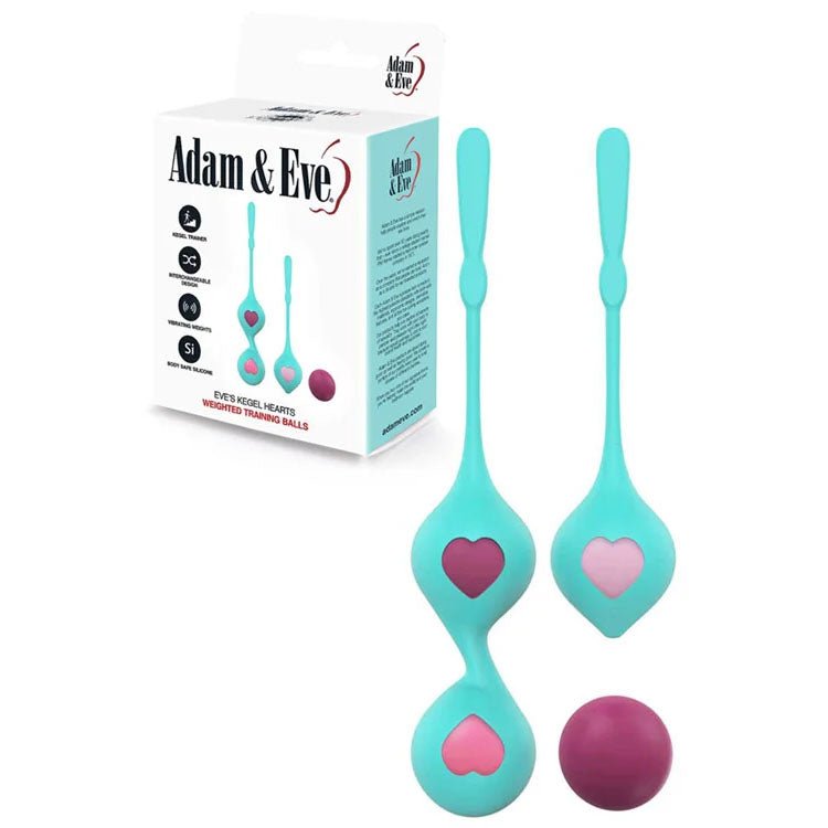 Adam And Eve Teal Weighted Kegel Balls Set of 2 For Pelvic Floor Exercises - KEGEL TOYS