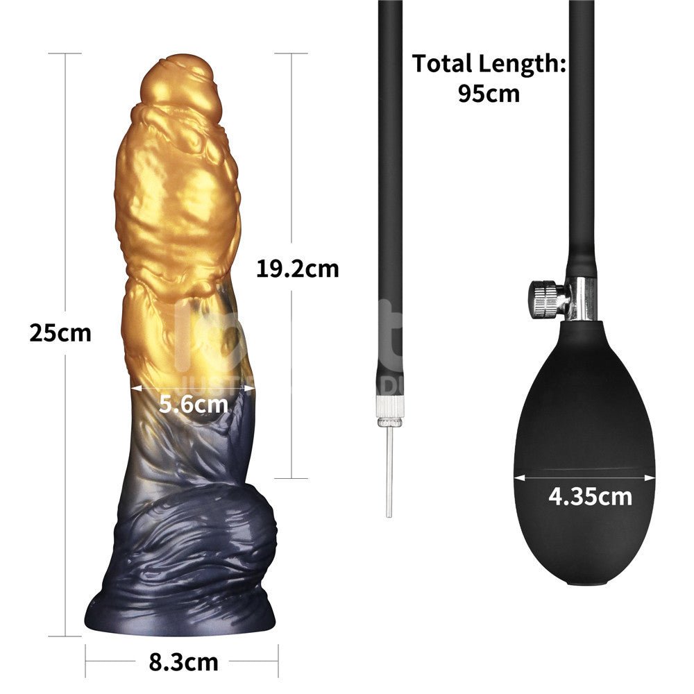 Aerosx 10 Inch Dual Density Inflatable Dildo Gold Blue 33 Cm Inflatable Fantasy Experience - DONGS