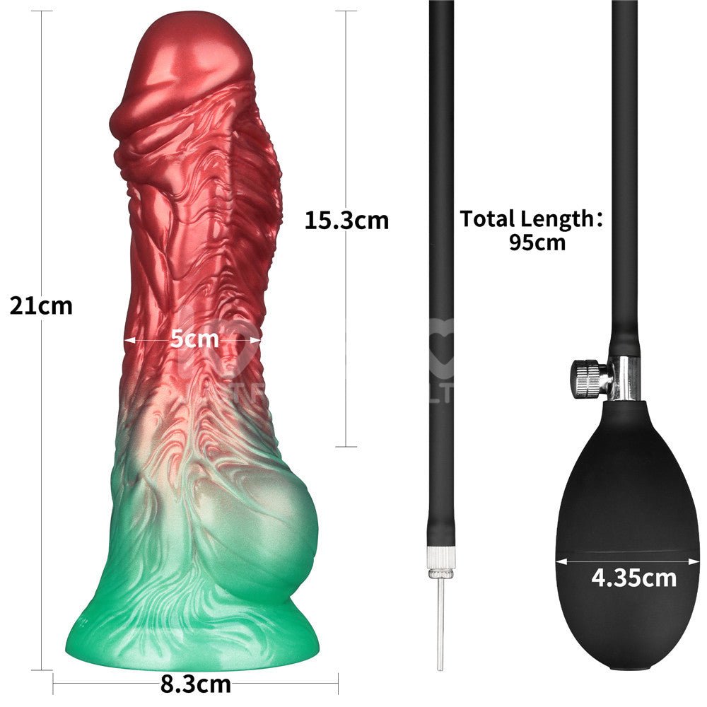 Aerosx 8 Inch Dual Density Inflatable Dildo - Red/Green 28 cm - DONGS