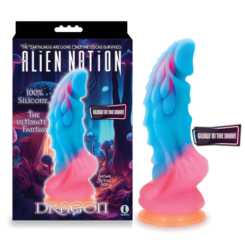 Alien Nation - Glow Dragon - Glow in Dark Rainbow 22.9 cm Fantasy Dong - DONGS