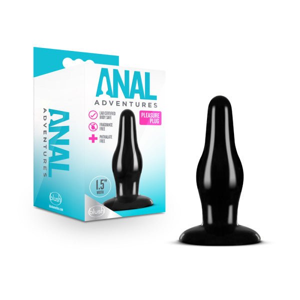 Blush Novelties Anal Adventures Pleasure Plug - Black PVC 4.25" - Anal Toys