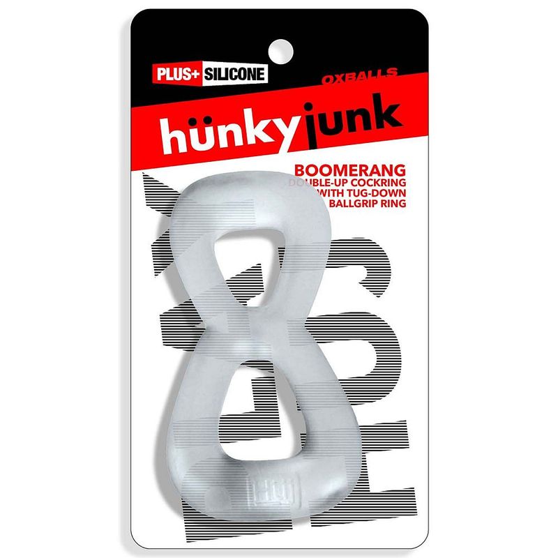 Boomerang Double Cockring Ball Stretcher Clear - Adult Toys