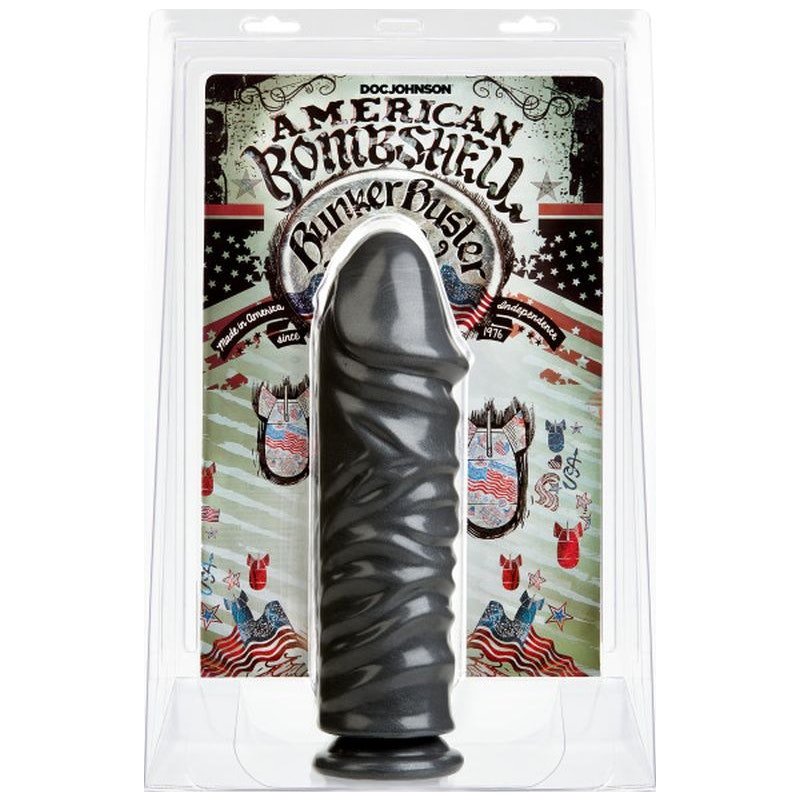 Bunker Buster 10.7in Anal Dildo Gun Metal - Adult Toys