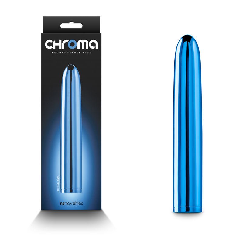 Chroma - Blue - Metallic Blue 17 cm USB Rechargeable Vibrator - VIBRATORS