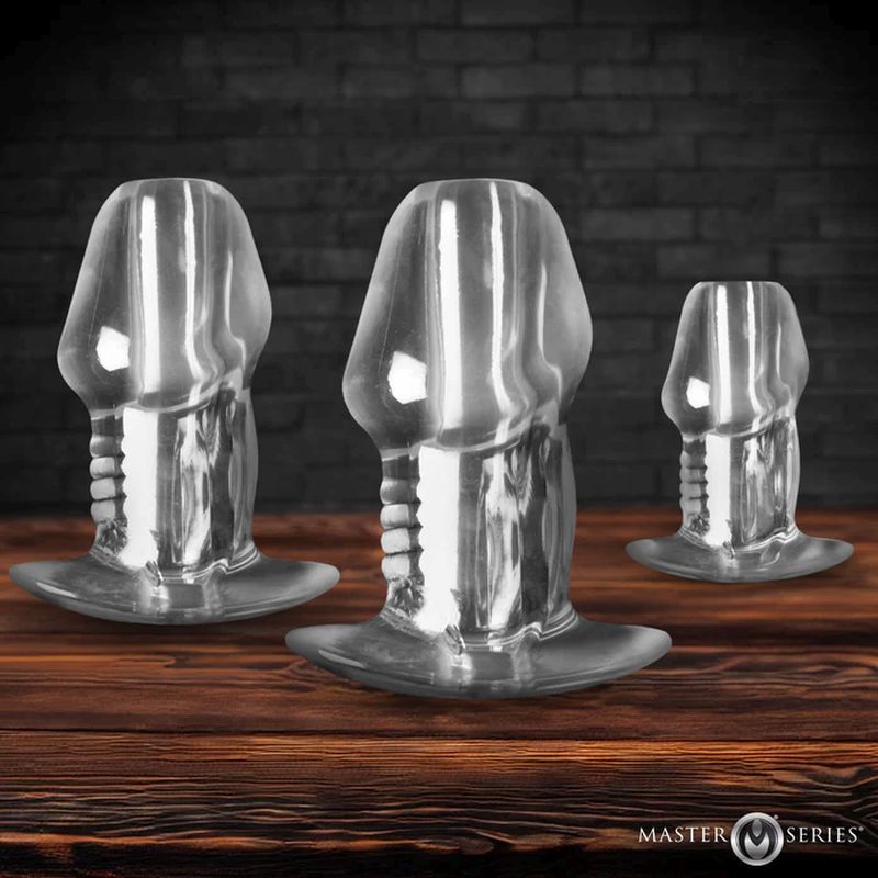 Dicked Clear Hollow Anal Plug 3pc Set - Adult Toys