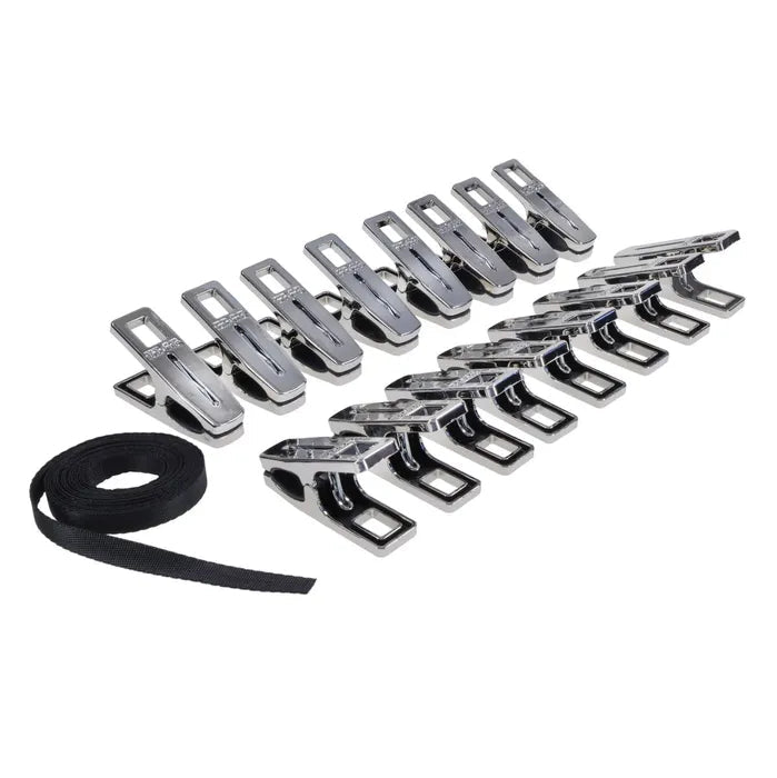 EDGE Body Zipper Clothespins Chrome Finish Set Of 16 - BONDAGE - TOYS