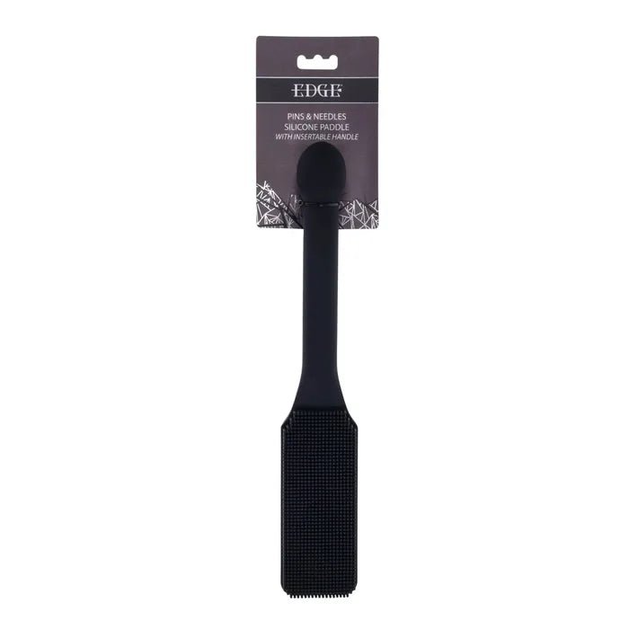 Edge Pins and Needles Silicone Paddle Black With Insertable Handle - BONDAGE - TOYS