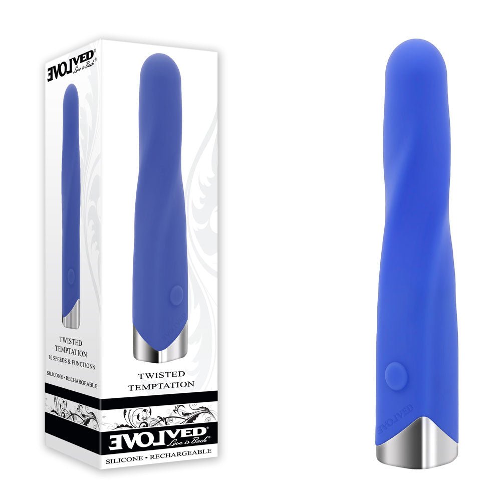 Evolved TWISTED TEMPTATION - Blue 12 cm USB Rechargeable Bullet - BULLETS & EGGS