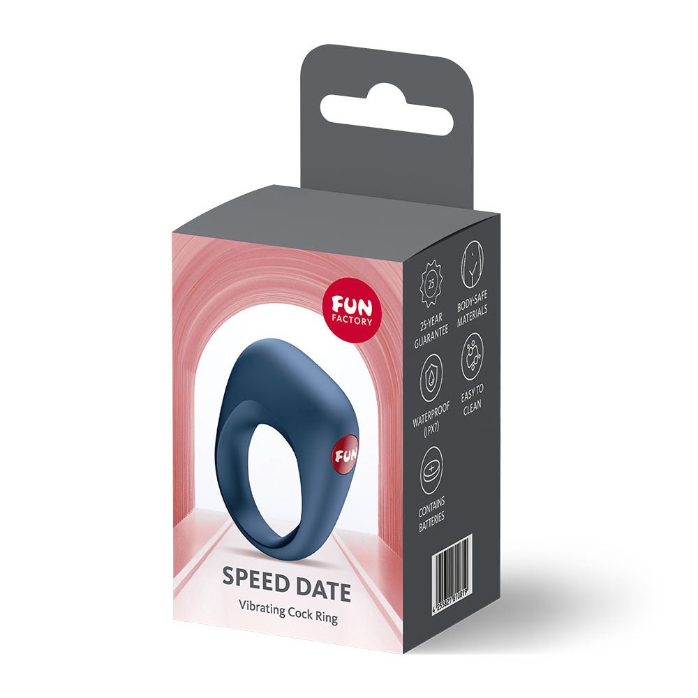 Fun Factory Speed Date Vibrating Cock Ring With Flexible Band - VIBRATORS-PREMIUM