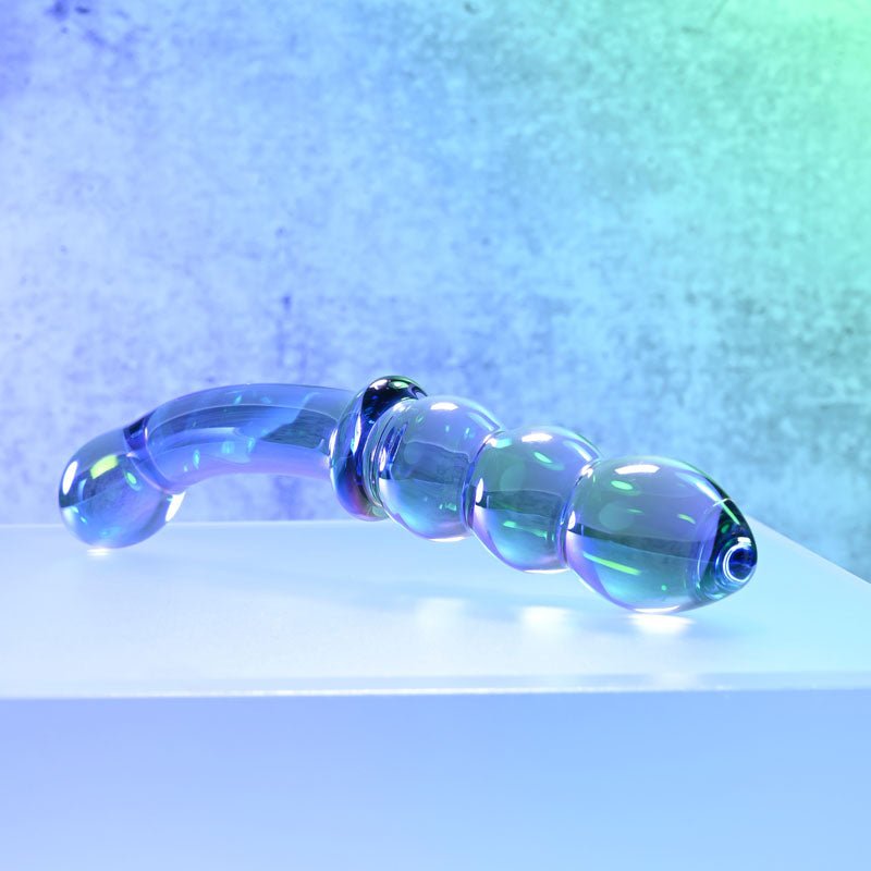 Gender X LUSTROUS GALAXY WAND - Blue/Violet Glass 18.5 cm Double Ended Massager - GLASS TOYS