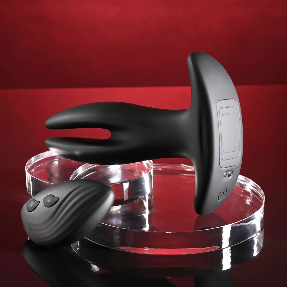 Gender X Spread The Love Black Stretching Anal Plug With Remote - ANAL TOYS