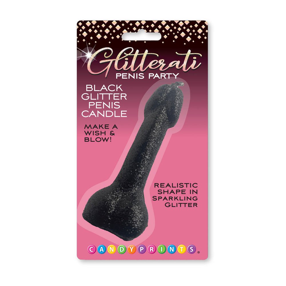 Glitterati Black Glitter Penis Candle - Black - NOVELTIES