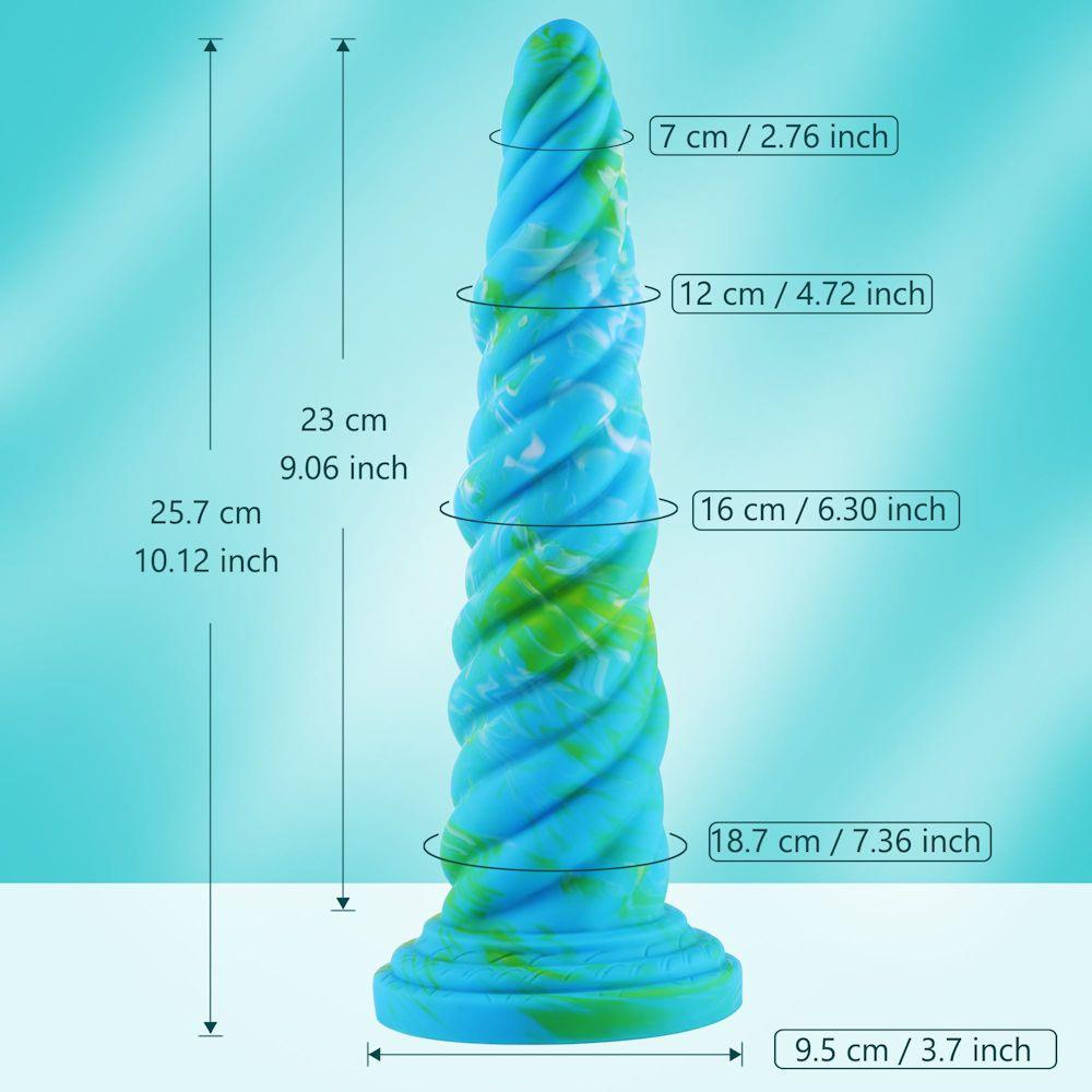Hismith 10.12in Awl Shape Mixed Colors Silicone Dildo with Suction Cup - Sex Toys
