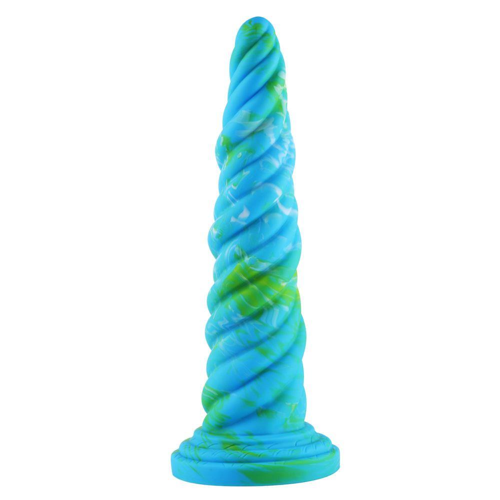 Hismith 10.12in Awl Shape Mixed Colors Silicone Dildo with Suction Cup - Sex Toys
