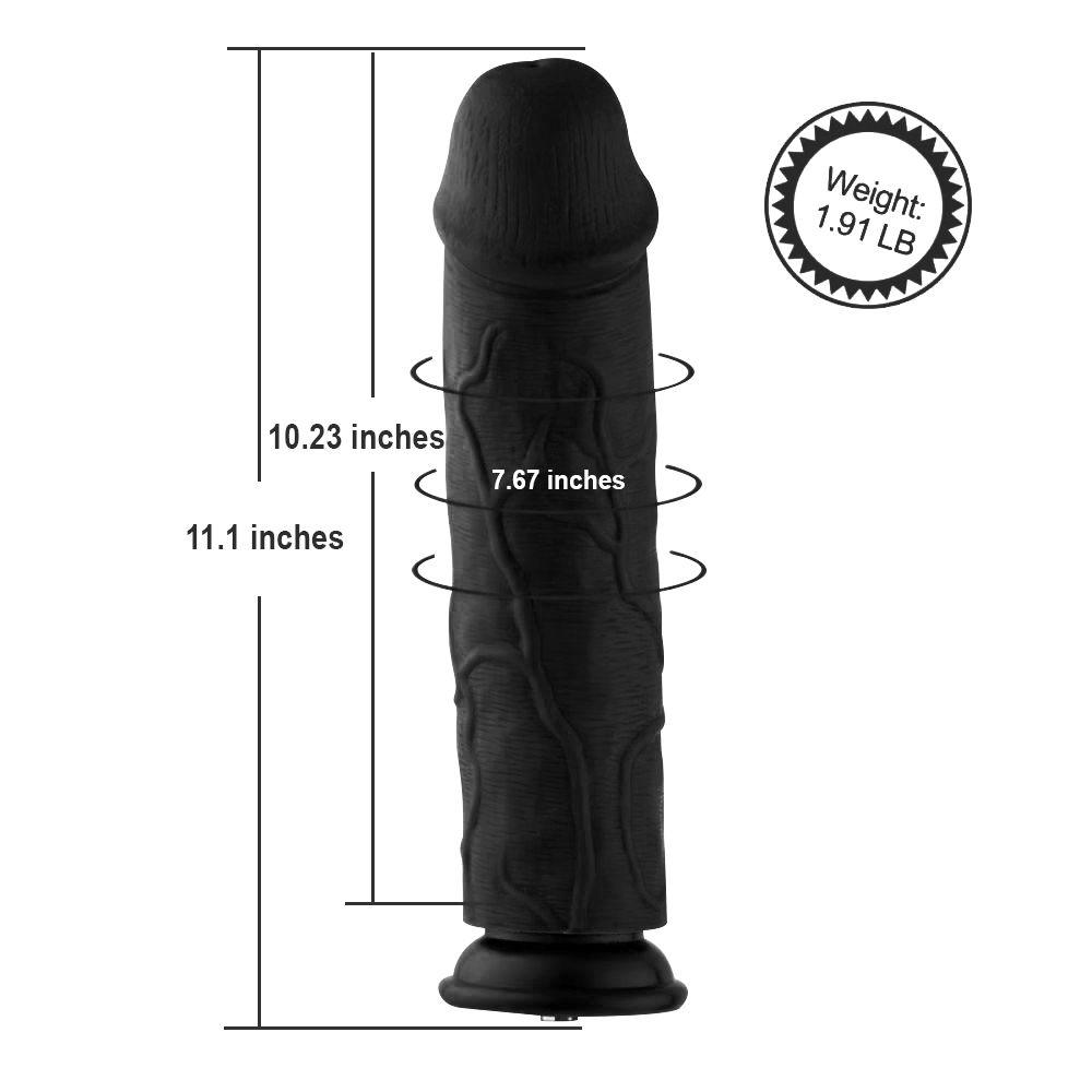 HiSmith - 11" Silicone Black Curved Dildo (KlicLok) - Sex Toys