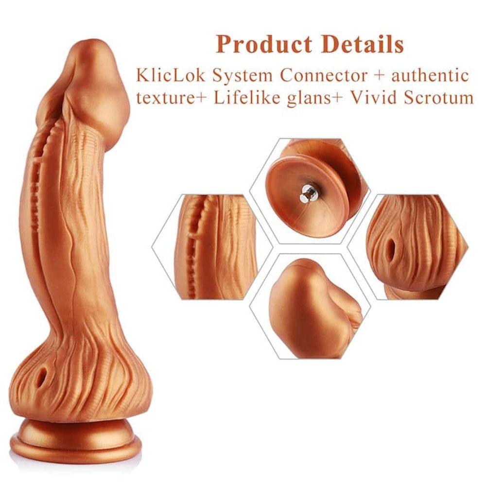 HiSmith - 9.45" Silicone Gold Monster Dildo (KlicLok) - Sex Toys