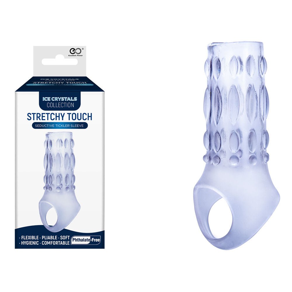 Ice Crystals Stretchy Touch Tickler Sleeve - Clear - SLEEVES