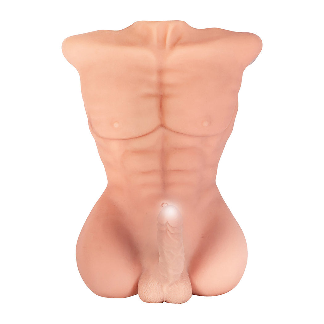 Male Sex Doll Torso With 8 Inch Dildo Muscular Abs Realistic TPE