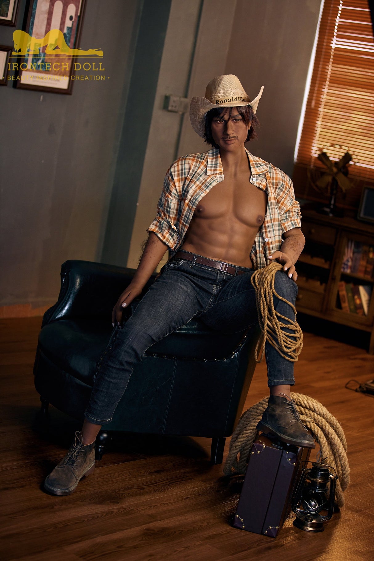 Irontech Black 175cm Cowboy Charles Male Sex Doll TPE - Sex Doll