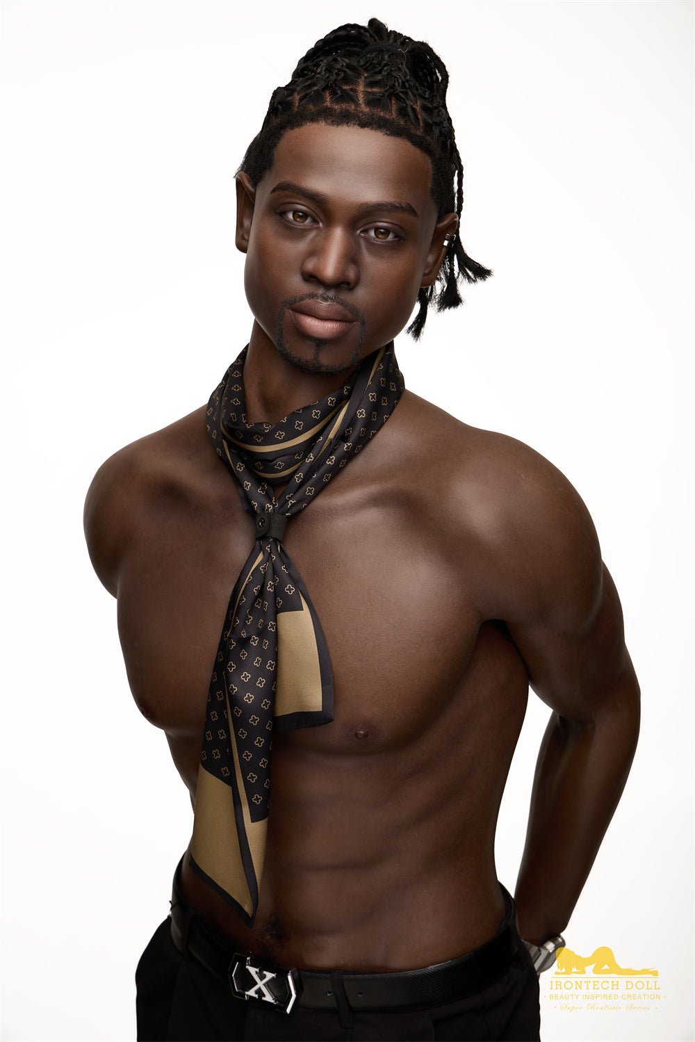 Irontech James 176cm Silicone Sex Doll Black Skin Brown Eyes M8 - Sex Doll