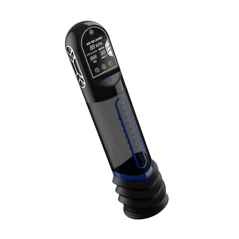 ISP90 Curve Infrared Automatic LCD Penis Pump Blue - Adult Toys