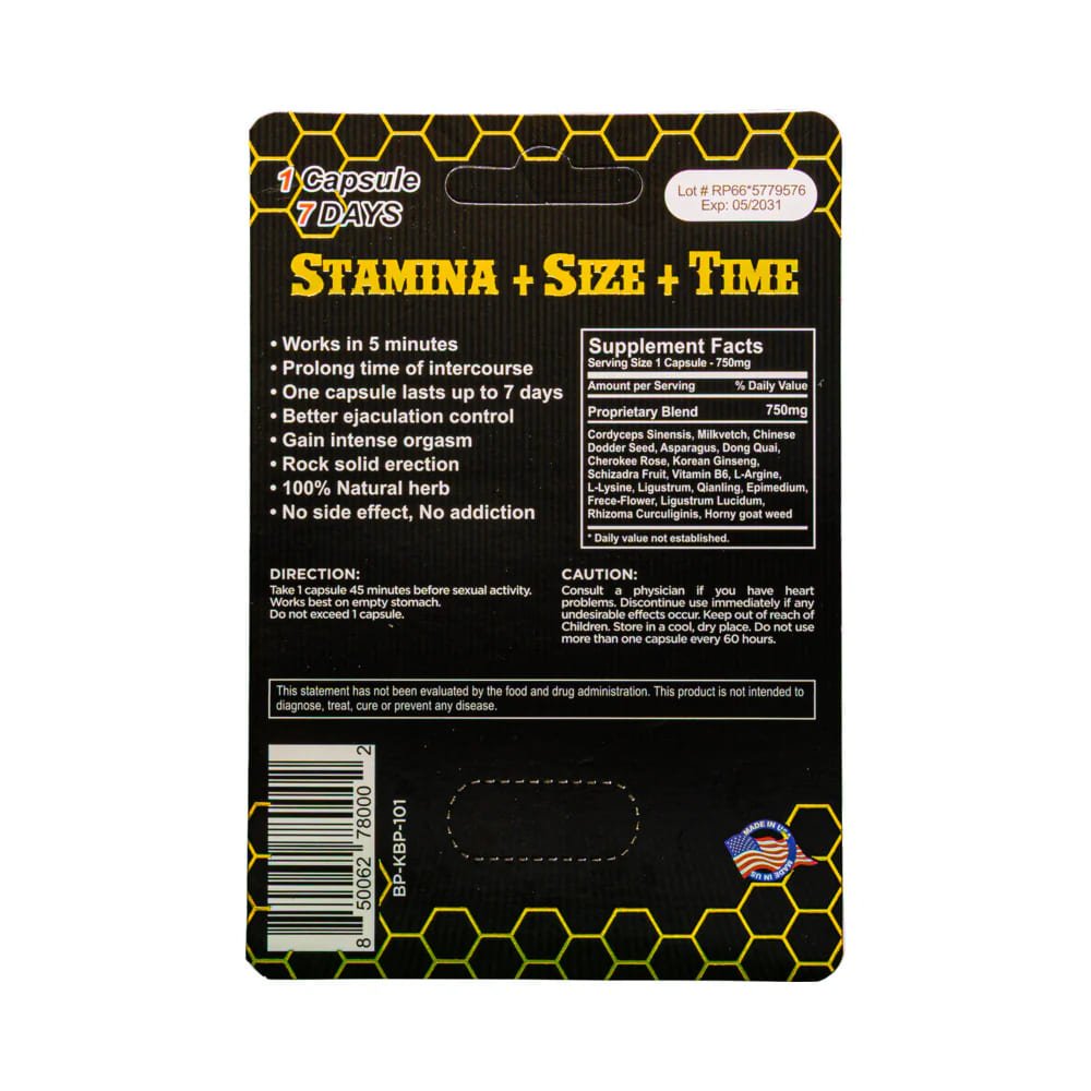 Killer Bee Men's Libido Stamina Supplement For Enduring Performance - HEALTH CARE