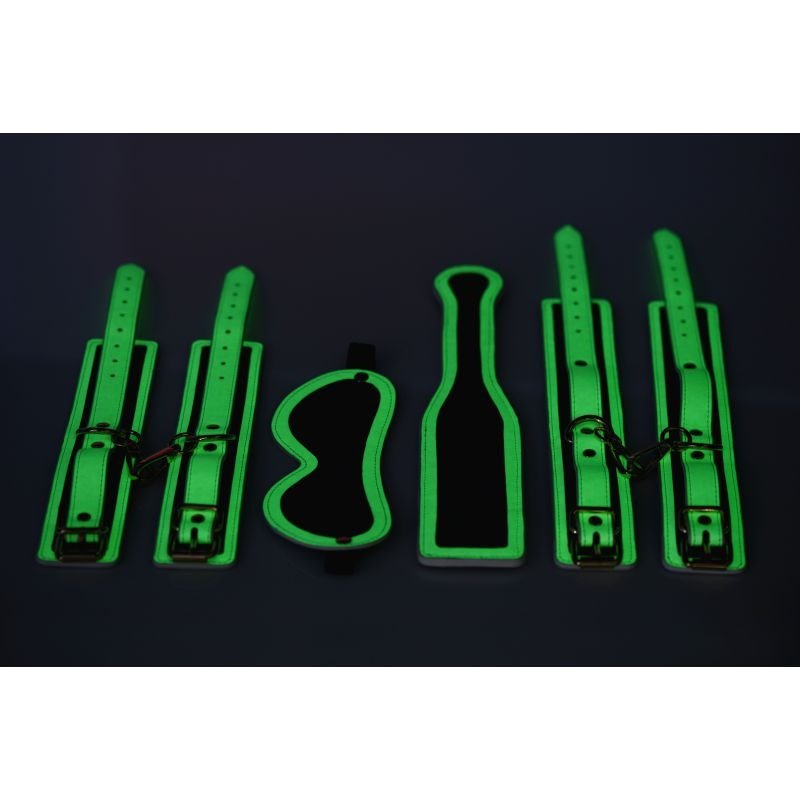 Kink In the Dark Glowing Bondage Set Fluro Green - Adult Toys