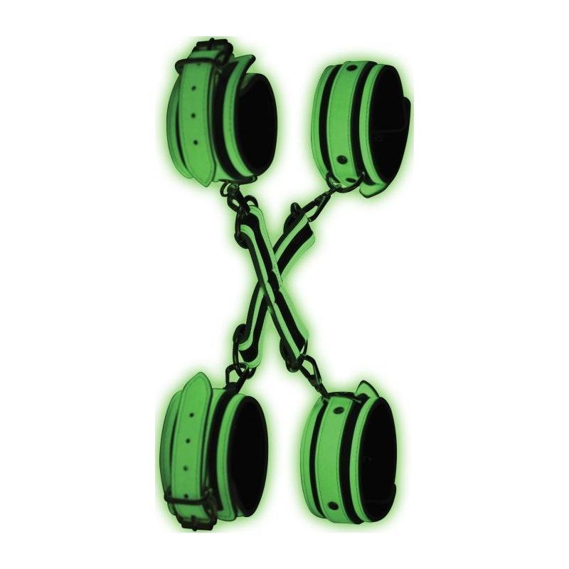 Kink In the Dark Glowing Hog Tie Set Fluro Green - Adult Toys