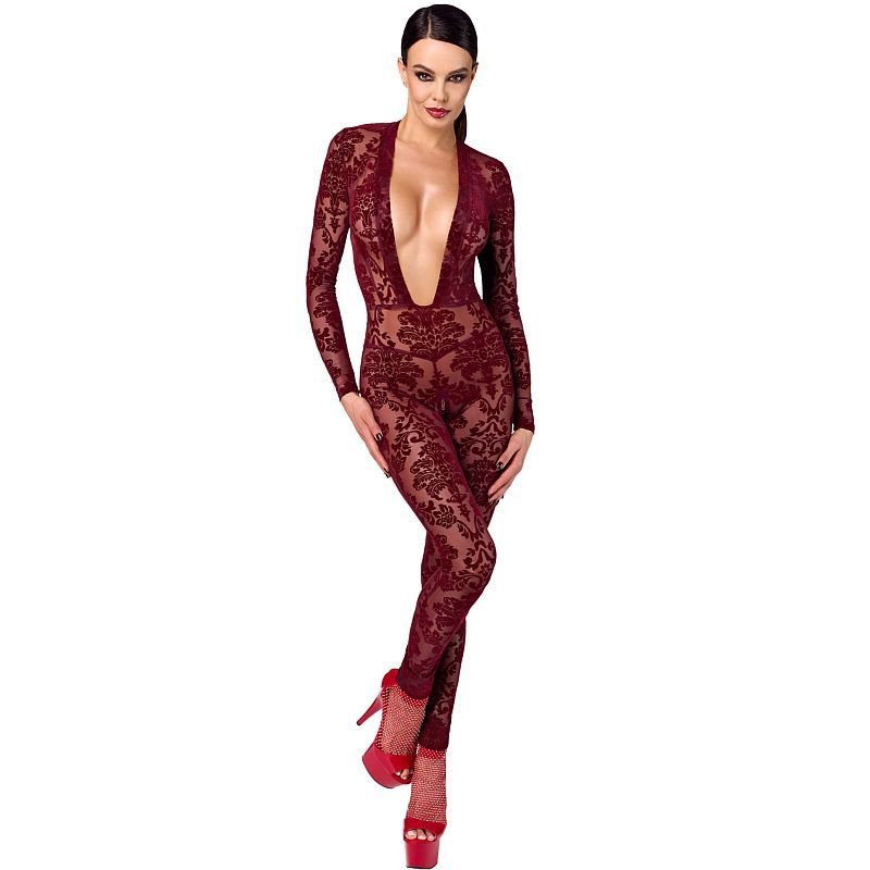 Kink Royal V Neck Catsuit Red - Lingerie