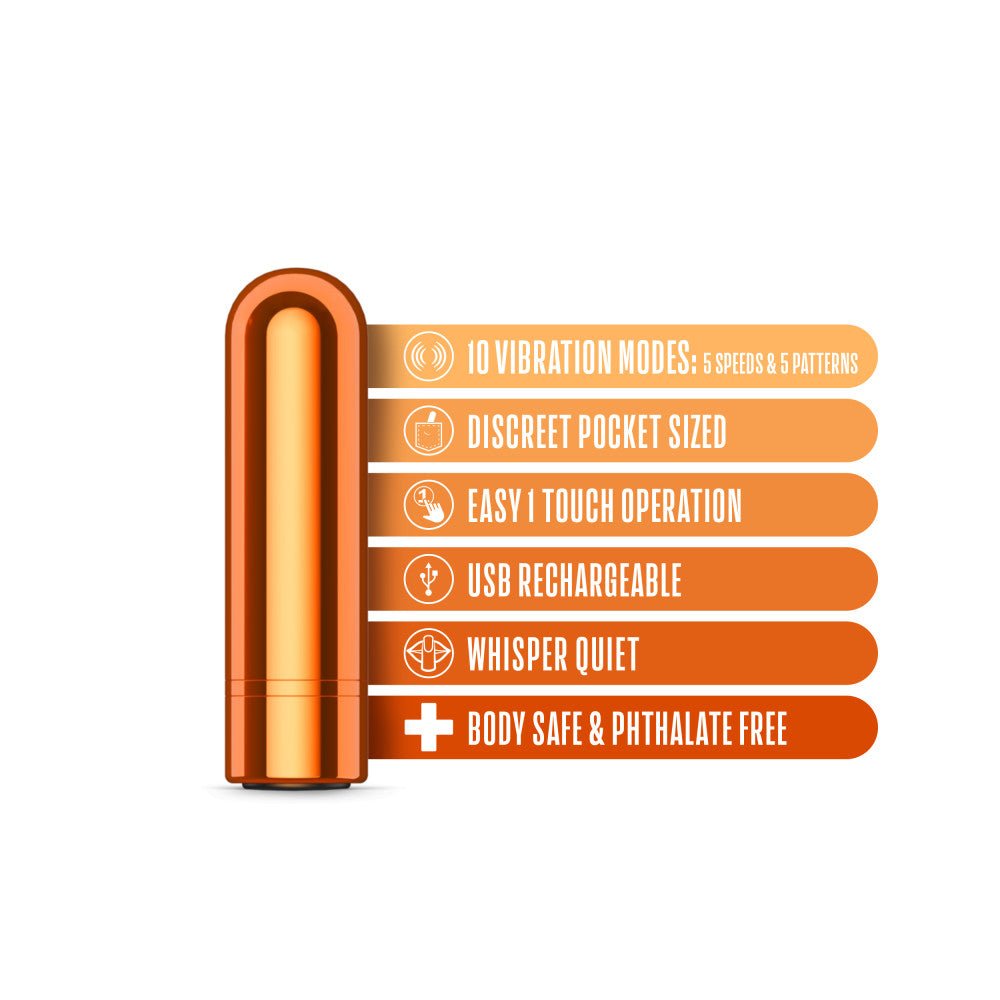 Kool Vibes - Rechargeable Mini Bullet - Tangerine - Orange 6.4 cm USB Rechargeable Bullet - BULLETS & EGGS