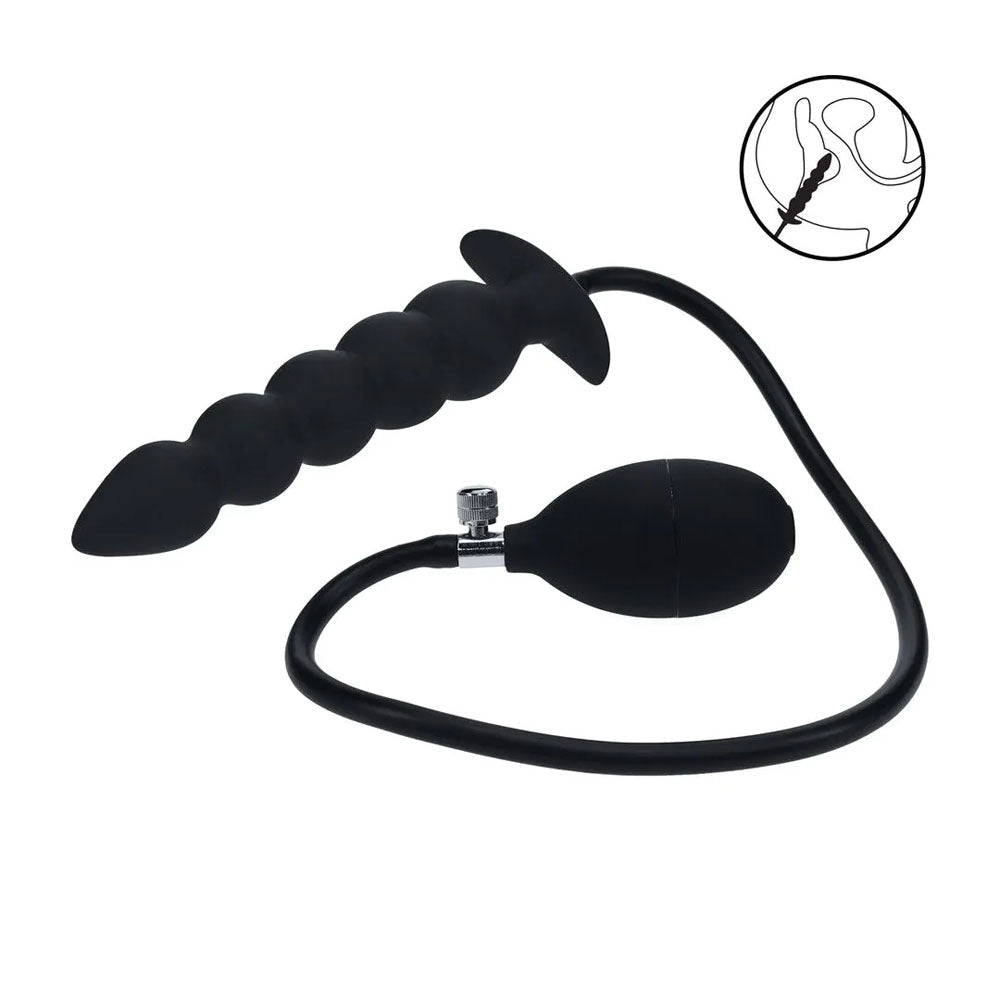 LEVELZ Premium Beaded Inflatable Anal Plug Black Butt Plug - ANAL TOYS