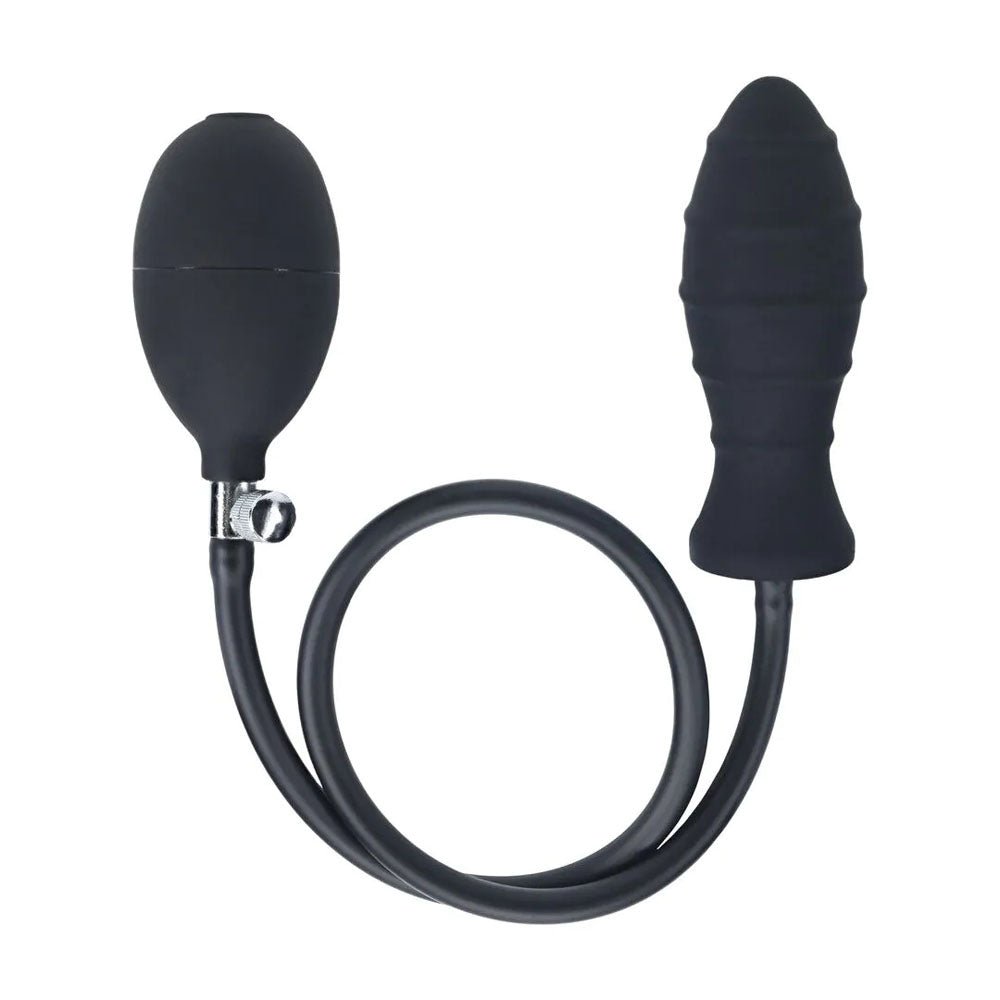 LEVELZ Ribbed Inflatable Anal Plug Black for Adjustable Size - ANAL TOYS