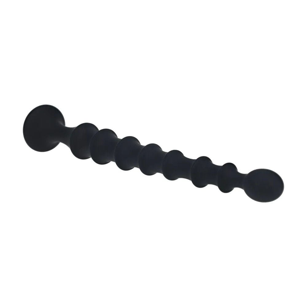 Levelz Ribbed Silicone Flared Anal Probe Black 26.7cm - ANAL TOYS