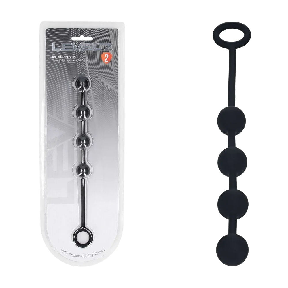 Levelz Round Silicone Anal Balls Small 20mm Black - ANAL TOYS